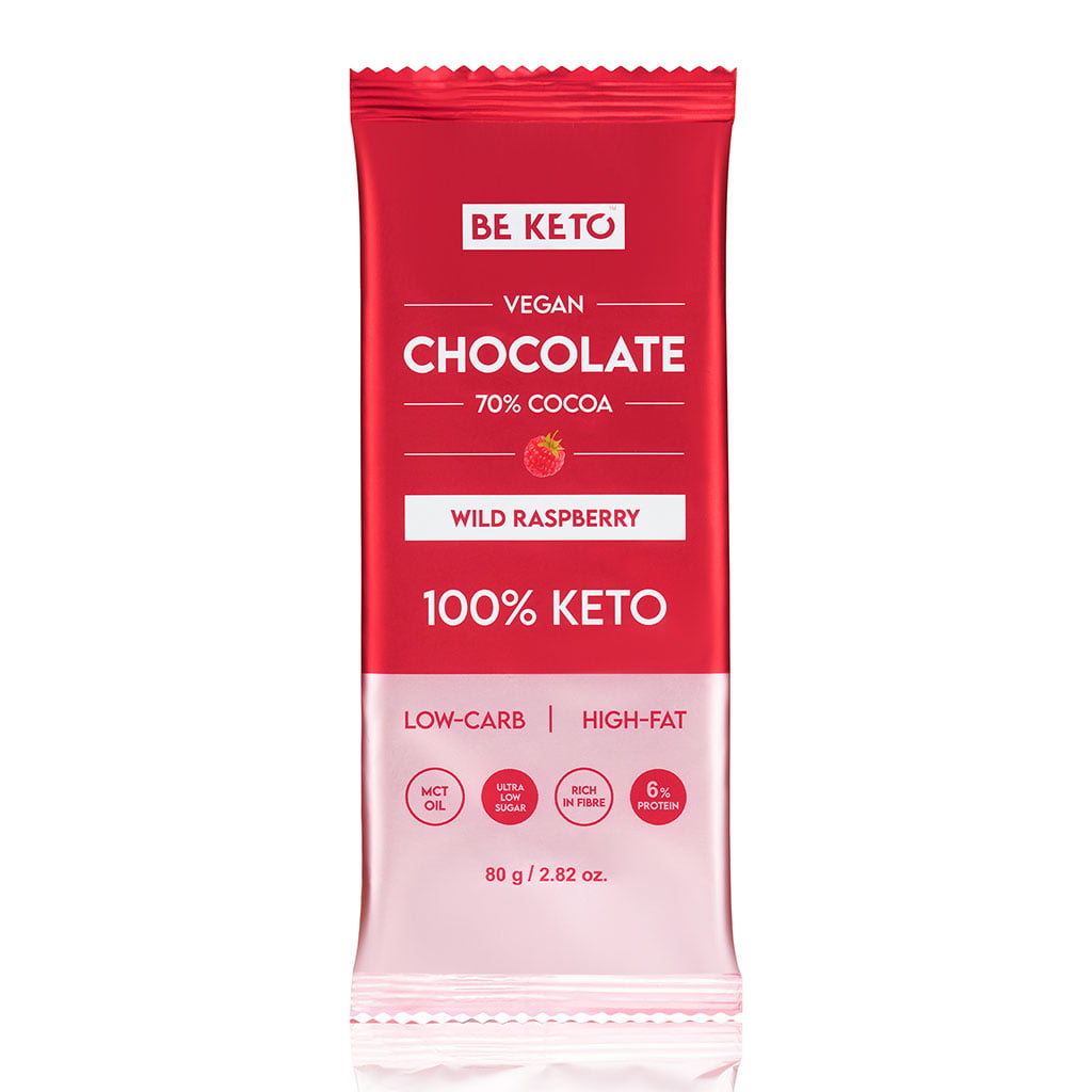 Wegańska Keto Czekolada z Olejem MCT - Dzika Malina 80g Wegańska Keto Czekolada z Olejem MCT - Dzika Malina 80g
