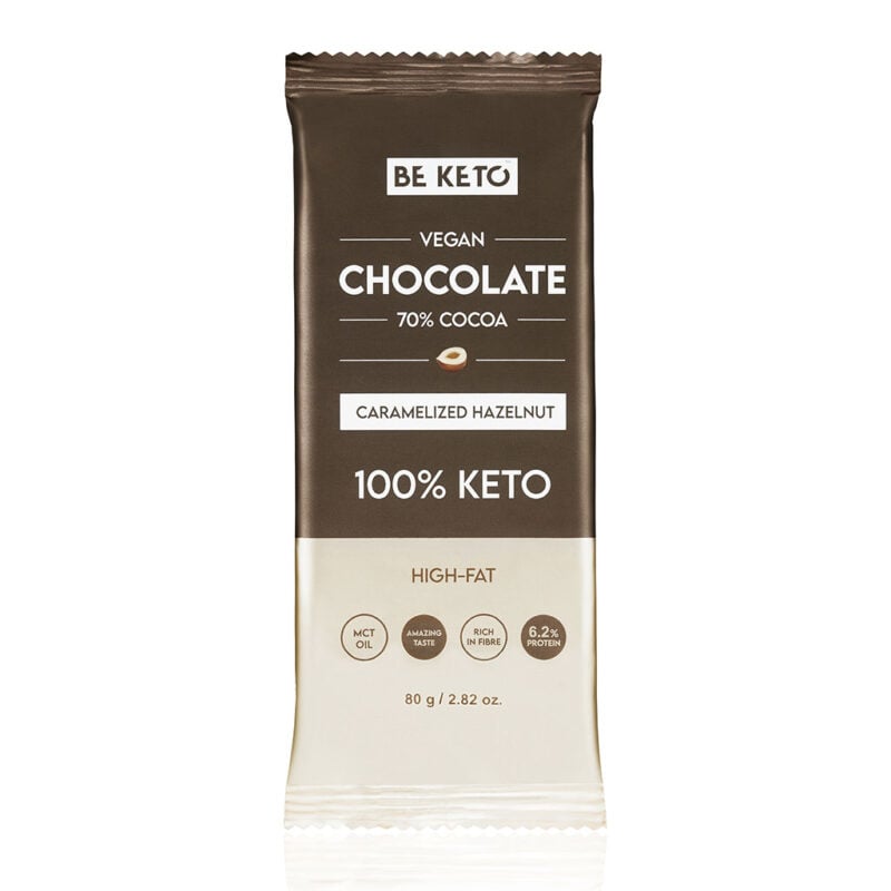 Wegańska Keto Czekolada z Olejem MCT - Karmelizowany Orzech Laskowy 80g