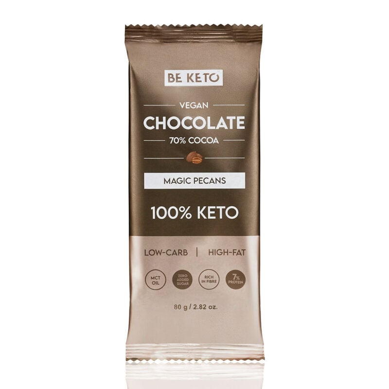 Wegańska Keto Czekolada z Olejem MCT - Orzech Pekan 80g Wegańska Keto Czekolada z Olejem MCT - Orzech Pekan 80g