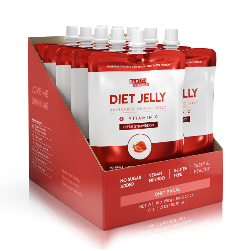 Zestaw Galaretka Dietetyczna Konjac 10szt - Świeża Truskawka BeKeto Zestaw Galaretka Dietetyczna Konjac 10szt.