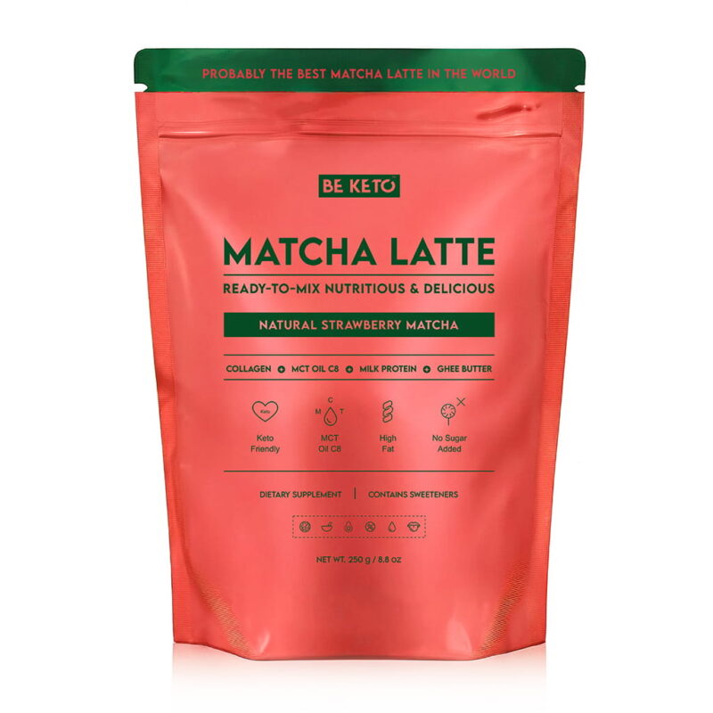 Matcha Latte (Olej MCT C8 & Kolagen & Ghee) – Naturalna Truskawka 250g