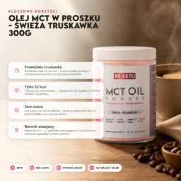 Olej MCT w proszku – Świeża Truskawka 300g