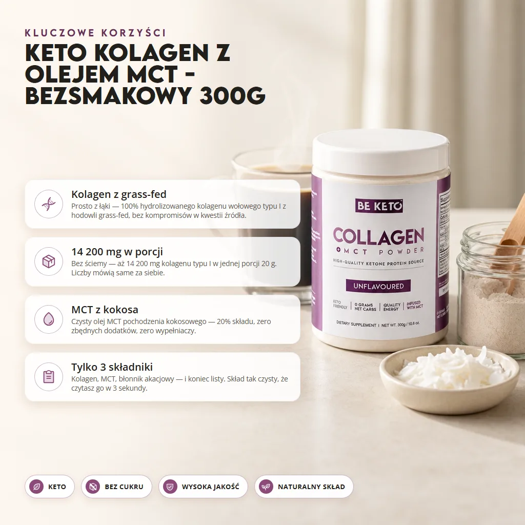 Keto Kolagen z olejem MCT – Bezsmakowy 300g