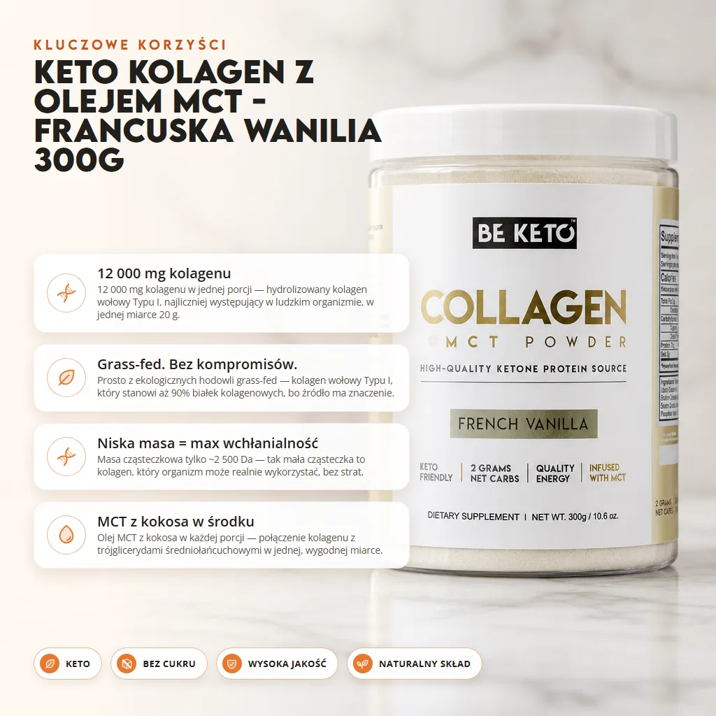 Keto Kolagen z olejem MCT – Francuska Wanilia 300g