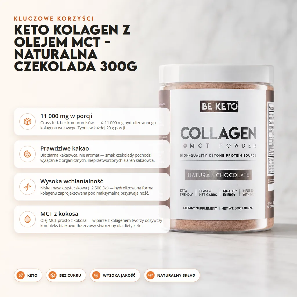 Keto Kolagen z olejem MCT – Naturalna Czekolada 300g