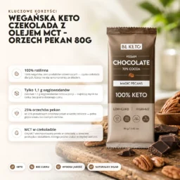 Wegańska Keto Czekolada z Olejem MCT – Orzech Pekan 80g – Benefit Wegańska Keto Czekolada z Olejem MCT – Orzech Pekan 80g