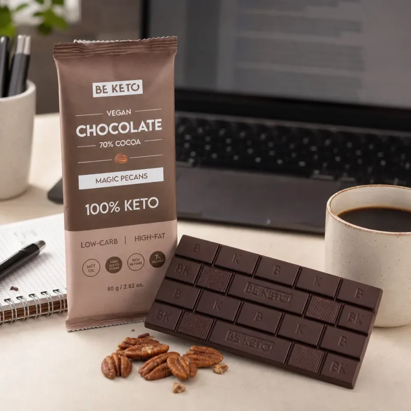 Wegańska Keto Czekolada z Olejem MCT – Orzech Pekan 80g – Lifestyle 6 Wegańska Keto Czekolada z Olejem MCT – Orzech Pekan 80g