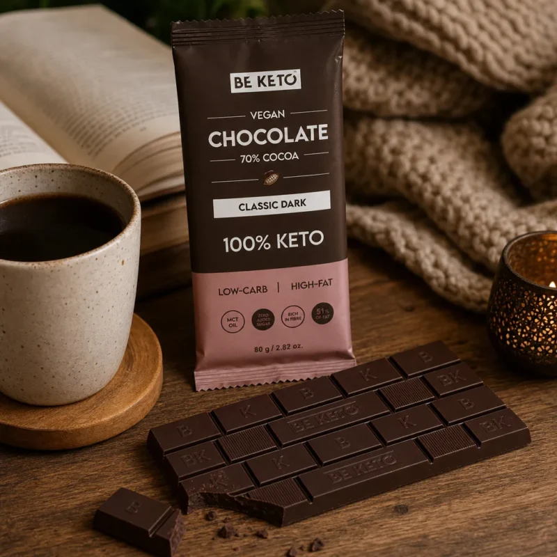Wegańska Keto Czekolada z Olejem MCT – Ciemna Klasyczna 80g