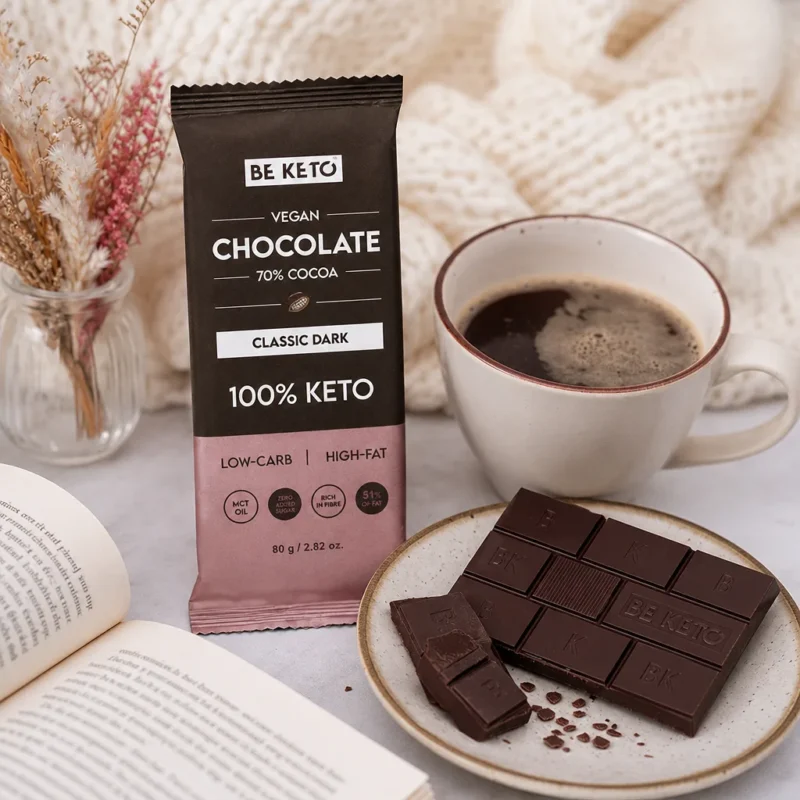 Wegańska Keto Czekolada z Olejem MCT – Ciemna Klasyczna 80g
