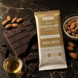 Wegańska Keto Czekolada z Olejem MCT – Chrupiący Migdał 80g
