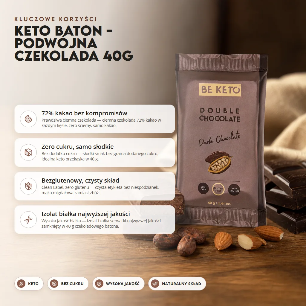 Keto Baton – Podwójna Czekolada 40g