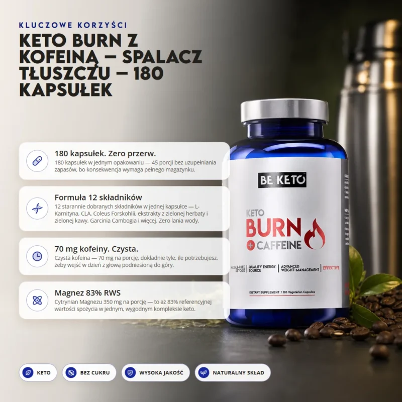 Keto Burn z Kofeiną – spalacz tłuszczu – 180 kapsułek