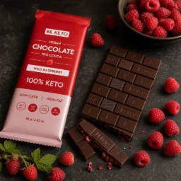 Wegańska Keto Czekolada z Olejem MCT – Dzika Malina 80g