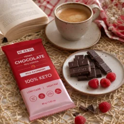 Wegańska Keto Czekolada z Olejem MCT – Dzika Malina 80g