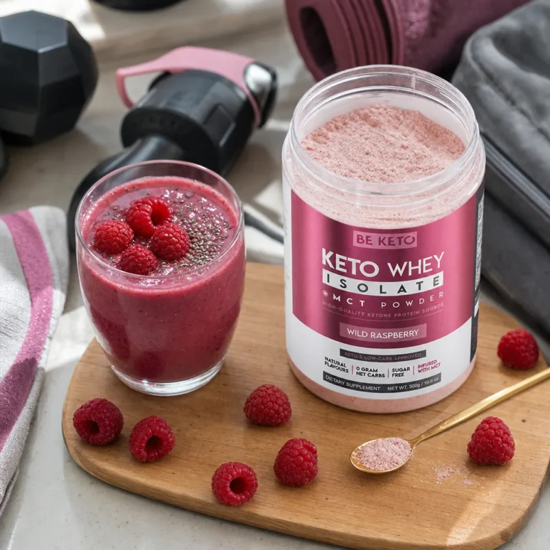 Keto Izolat Białka z MCT – Dzika Malina 300G
