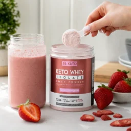 Keto Izolat Białka z MCT – Świeża Truskawka 300G