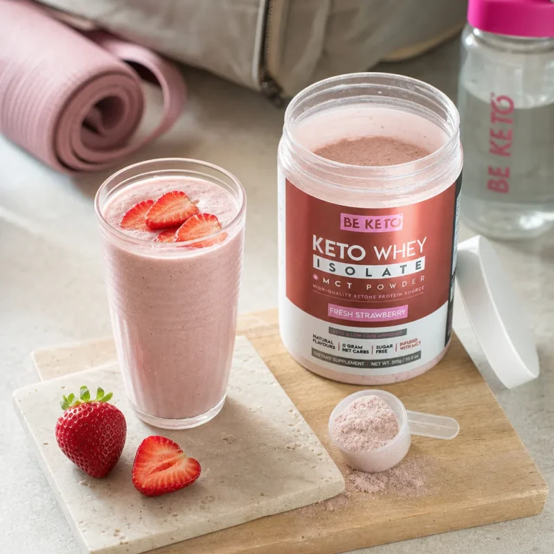 Keto Izolat Białka z MCT – Świeża Truskawka 300G