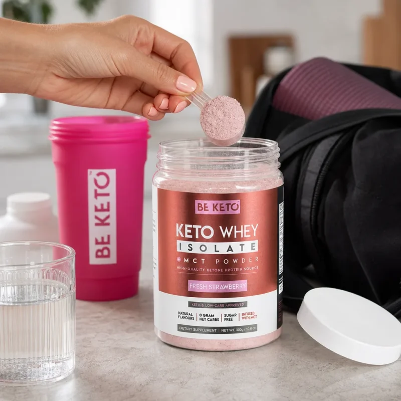 Keto Izolat Białka z MCT – Świeża Truskawka 300G