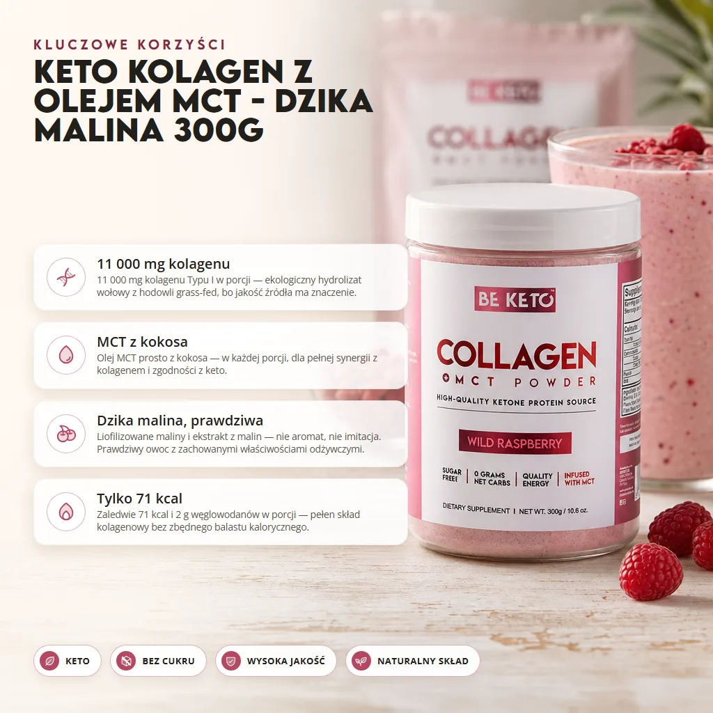 Keto Kolagen z olejem MCT – Dzika Malina 300G
