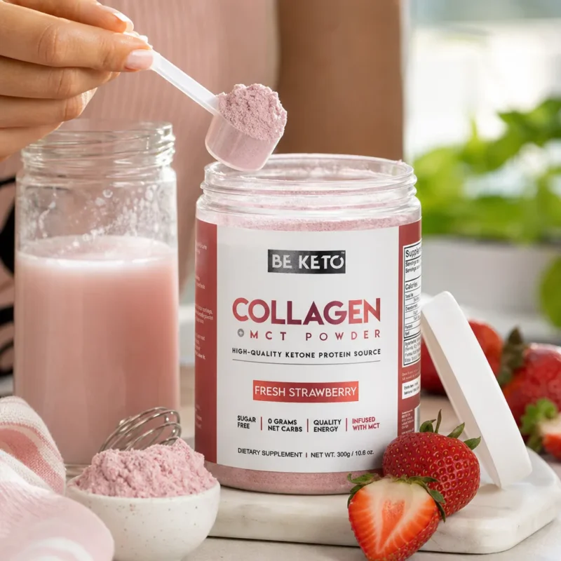 Keto Kolagen z olejem MCT – Świeża Truskawka 300G – Lifestyle 1 Keto Kolagen z olejem MCT – Świeża Truskawka 300G