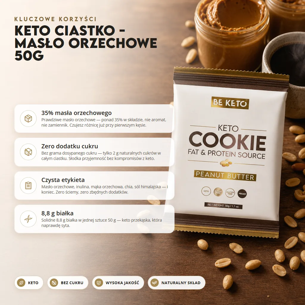 Keto Ciastko – Masło Orzechowe 50g