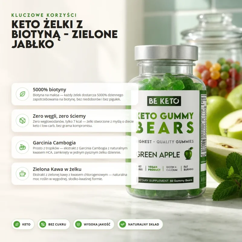 Keto Żelki z Biotyną – Zielone Jabłko