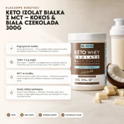 Keto Izolat Białka z MCT – Kokos & Biała Czekolada 300G