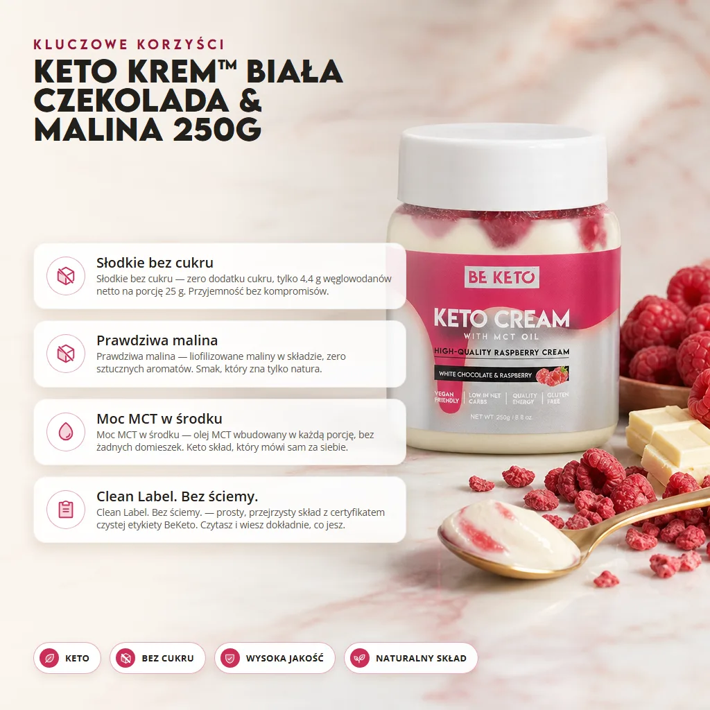 Keto Krem™ Biała Czekolada & Malina 250g