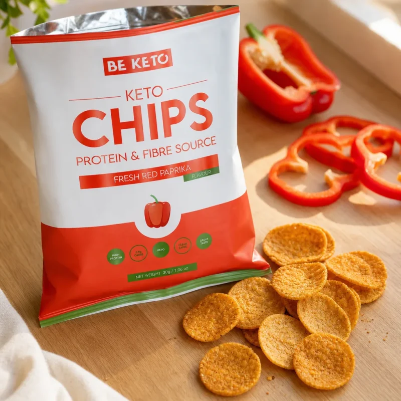 Keto Chipsy – Świeża Czerwona Papryka 30g – Lifestyle 1 Keto Chipsy – Świeża Czerwona Papryka 30g