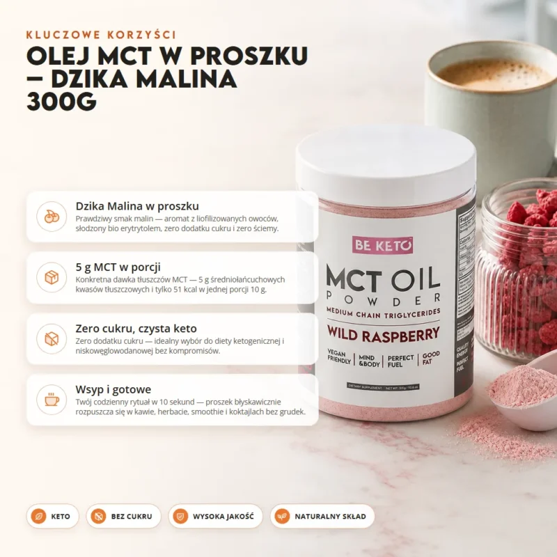 Olej MCT w Proszku – Dzika Malina 300g