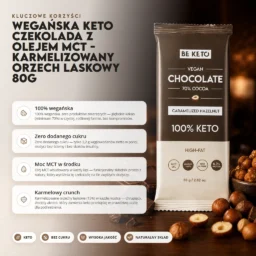 Wegańska Keto Czekolada z Olejem MCT – Karmelizowany Orzech Laskowy 80g