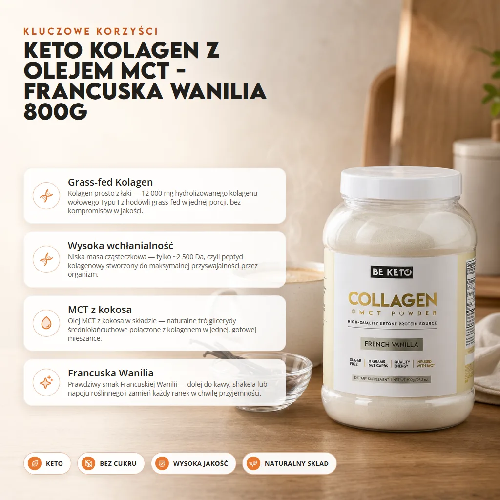 Keto Kolagen z olejem MCT – Francuska Wanilia 800g