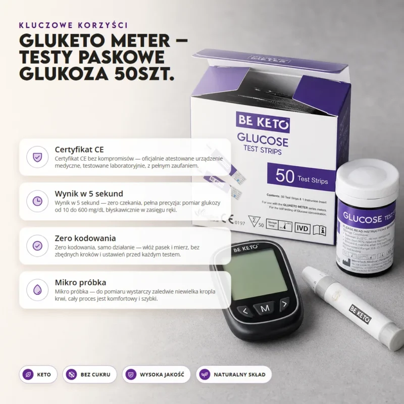GluKeto Meter – Testy Paskowe Glukoza 50szt.