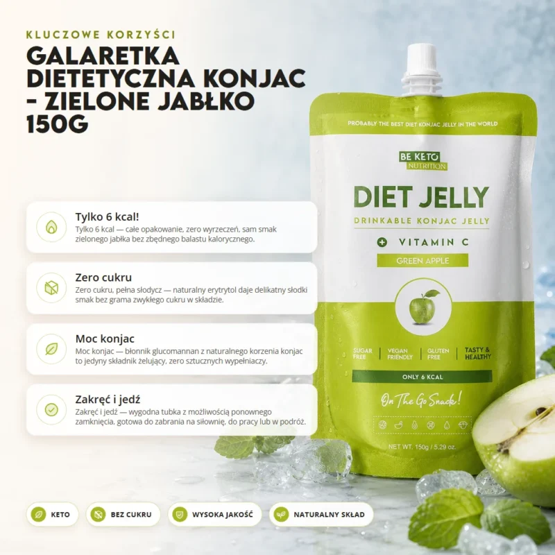 Galaretka Dietetyczna Konjac – Zielone Jabłko 150g – Benefit Galaretka Dietetyczna Konjac – Zielone Jabłko 150g