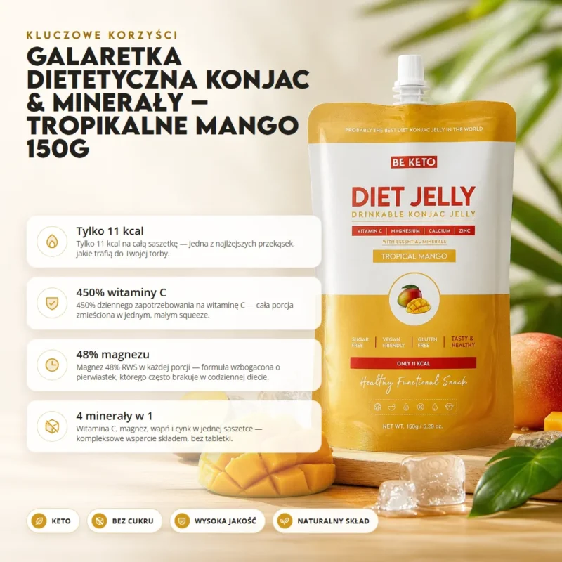 Galaretka Dietetyczna Konjac & Minerały – Tropikalne Mango 150g – Benefit Galaretka Dietetyczna Konjac & Minerały – Tropikalne Mango 150g