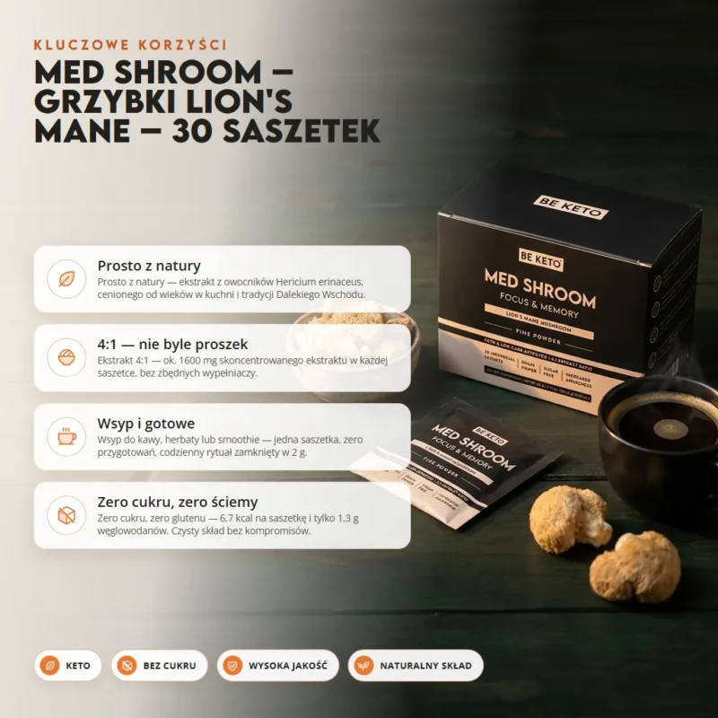 Med Shroom – Grzybki Lion’s Mane – 30 saszetek – Benefit Med Shroom – Grzybki Lion’s Mane – 30 saszetek