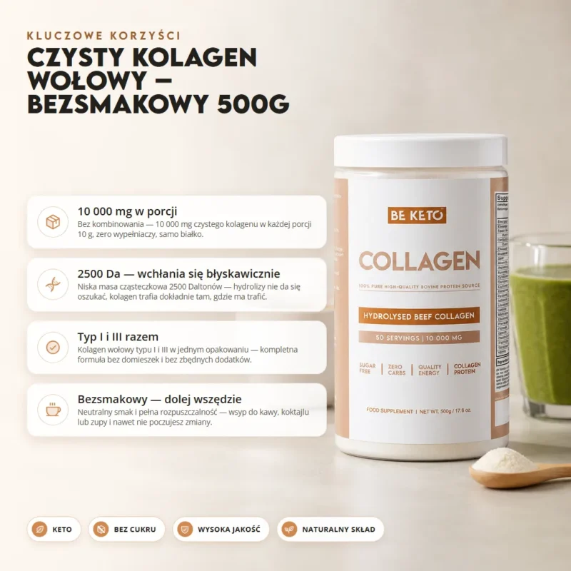 Czysty Kolagen Wołowy – Bezsmakowy 500g