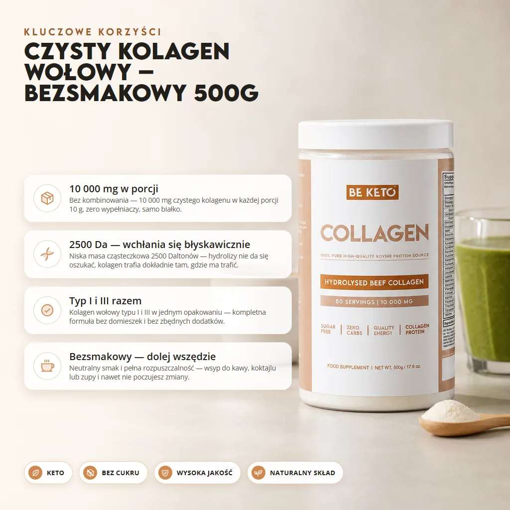Czysty Kolagen Wołowy – Bezsmakowy 500g