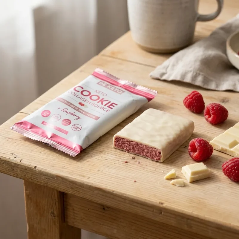 Keto Ciastko – Biała Czekolada & Malina 40g