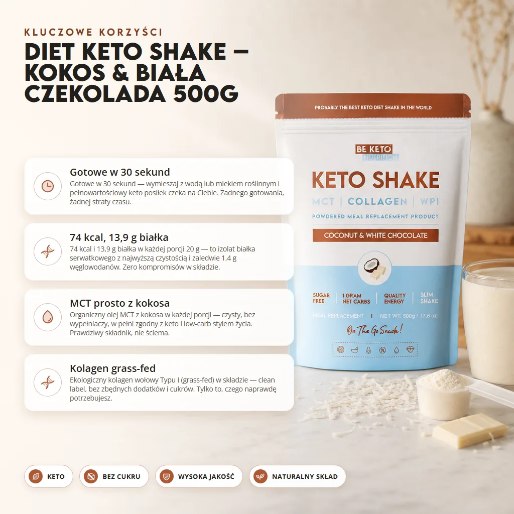 Diet Keto Shake – Kokos & Biała Czekolada 500g