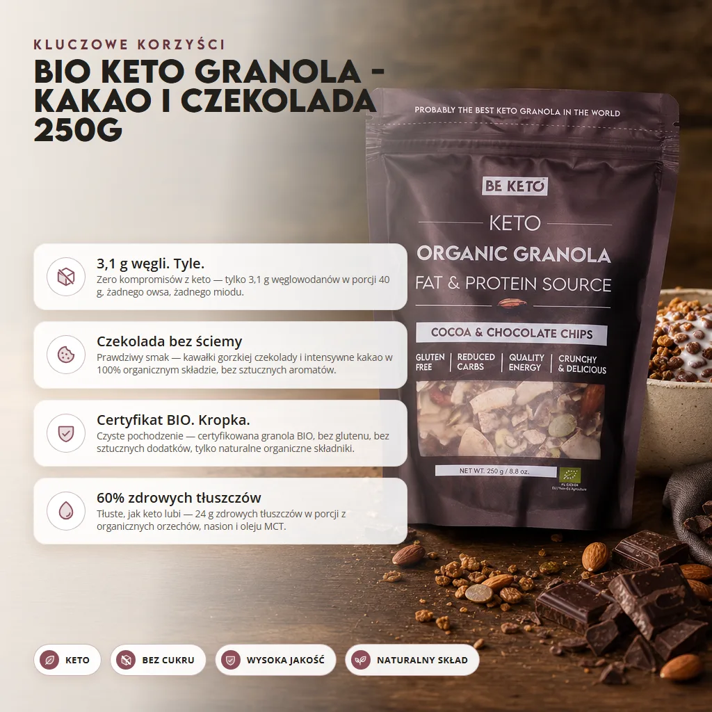 BIO Keto Granola – Kakao i Czekolada 250g