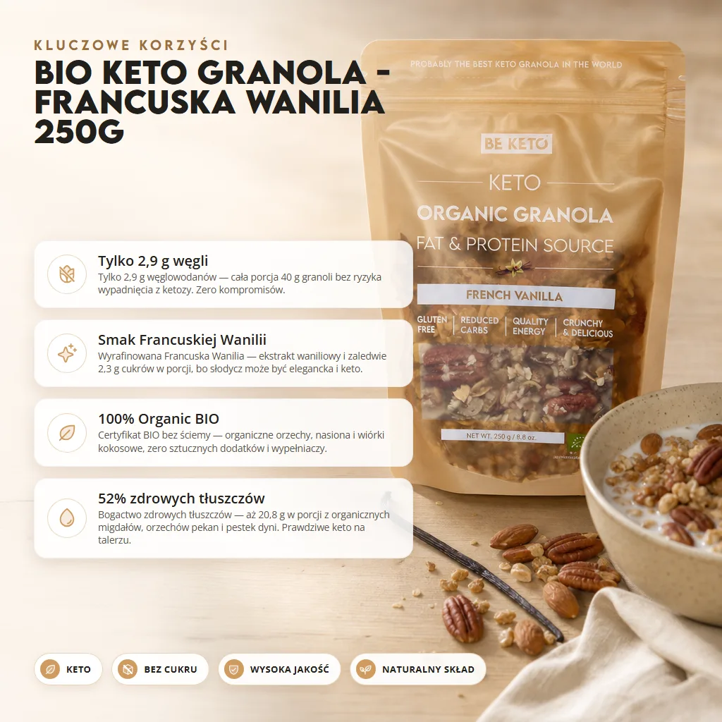 BIO Keto Granola – Francuska Wanilia 250g