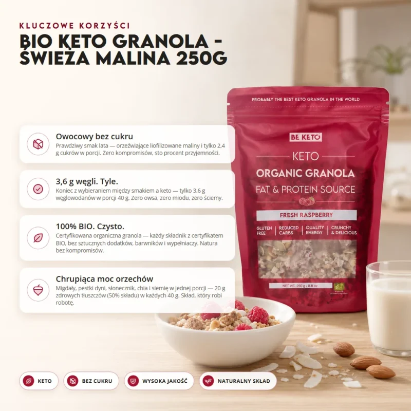 BIO Keto Granola – Świeża Malina 250g