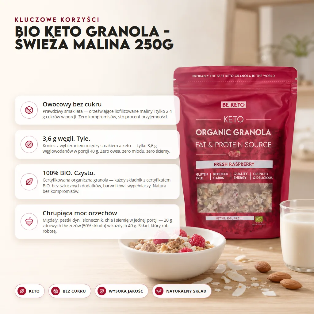 BIO Keto Granola – Świeża Malina 250g