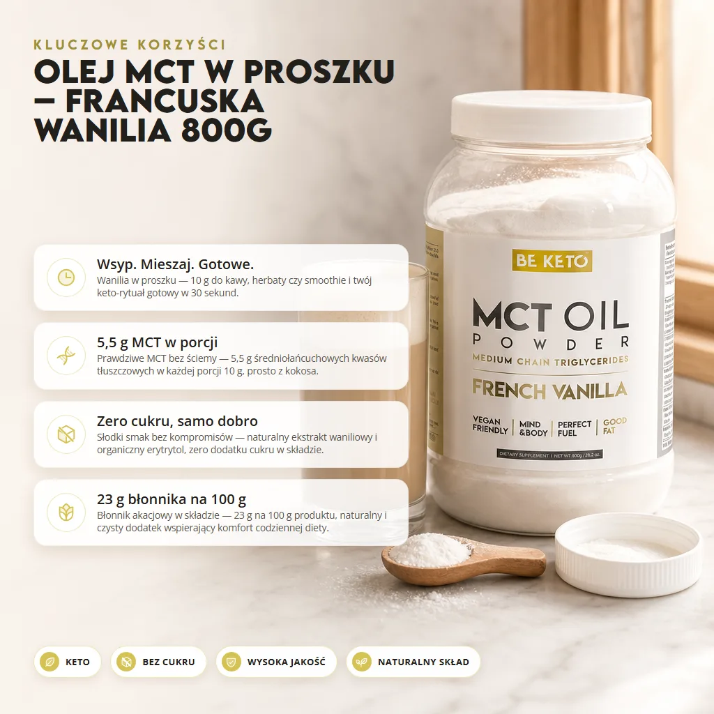 Olej MCT w Proszku – Francuska Wanilia 800g
