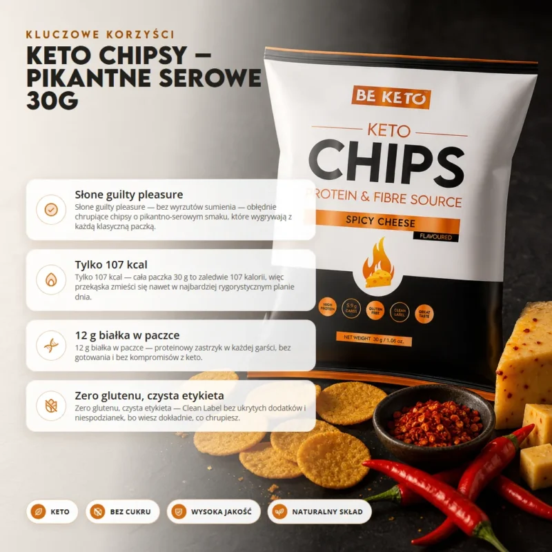 Keto Chipsy – Pikantne Serowe 30g – Benefit Keto Chipsy – Pikantne Serowe 30g