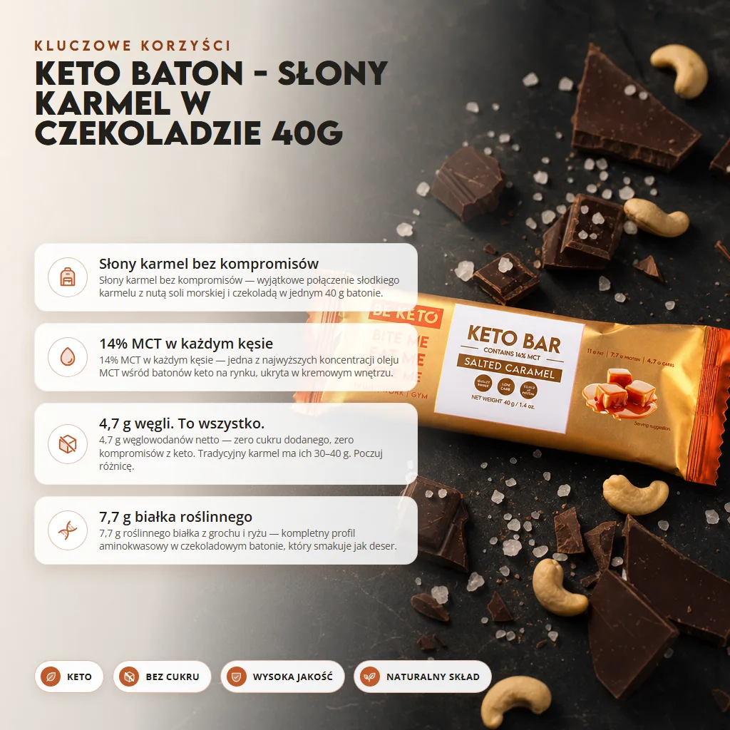 Keto Baton – Słony Karmel w Czekoladzie 40g