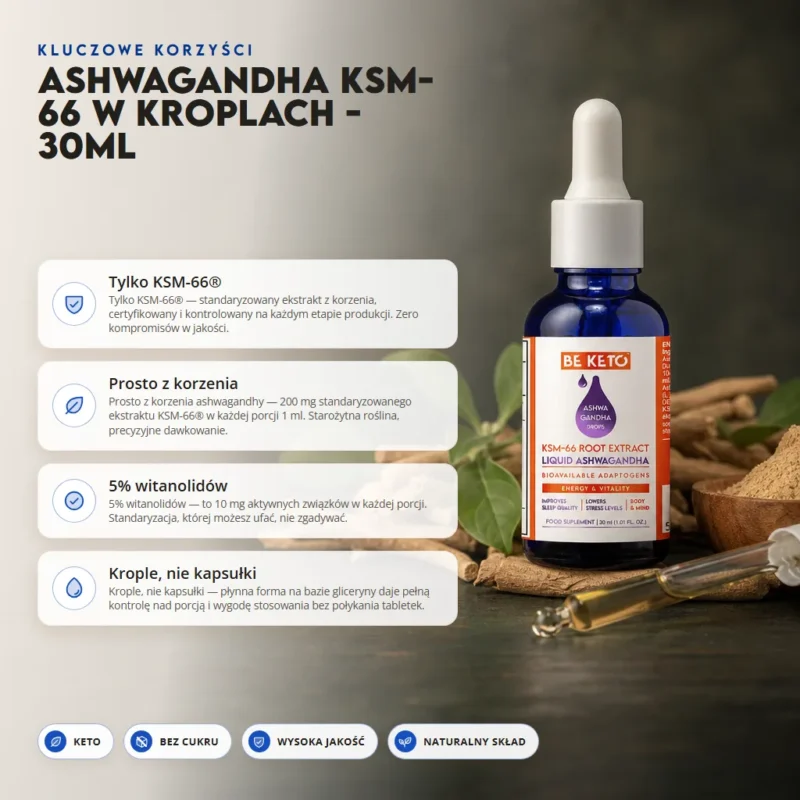 Ashwagandha KSM-66 w Kroplach – 30ml