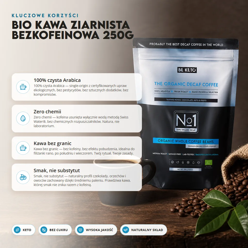 BIO Kawa Ziarnista Bezkofeinowa 250g