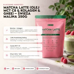 Matcha Latte (Olej MCT C8 & Kolagen & Ghee) – Świeża Malina 250g
